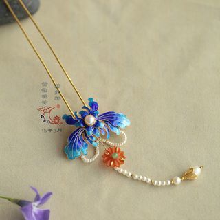 Goldfish pendant, glass fish bowl vase pendant, wearable art jewelry, colorful pendant, resin pendant, wire pendant(豆瓣)
